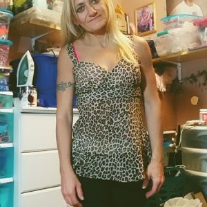 Sheer cheetah print tank top